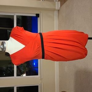 Red NY&Co Fitted Wrap Dress